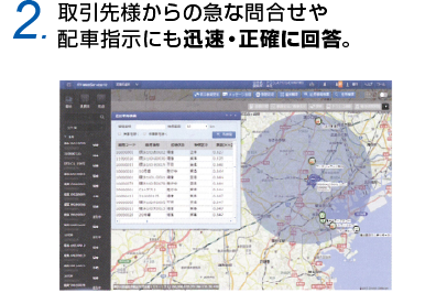 2.取引先様からの急な問合せや配車指示にも迅速・正確に回答。